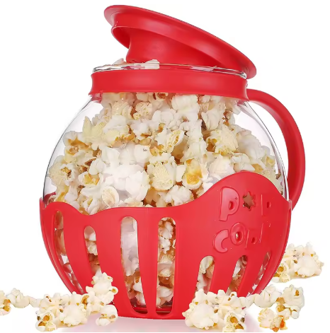 Pop-Corn en Verre pour Micro-Ondes – Bol Résistant à la Chaleur avec Couvercle en Silicone
